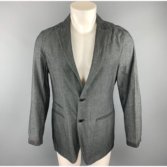 JOHN VARVATOS Size 36 Dark Gray Heather Linen / Cotton Sport Coat - Picture 1 of 5